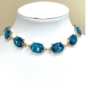 Chunky Chain Necklace Aqua Blue Turquoise Adjustable Hot Rocks STYLE O03